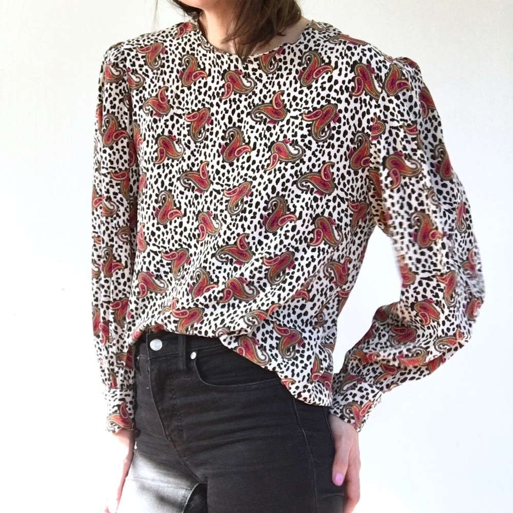 Vintage pattern silk blouse